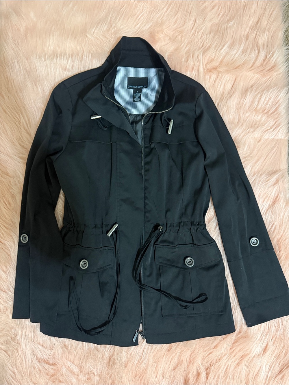 NWOT Cynthia Rowley Black Drawstring Utility Jacket